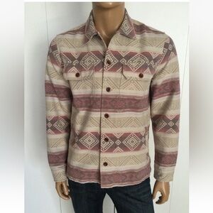 Lucky Brand Men's Beige and Maroon Patterned Jacket